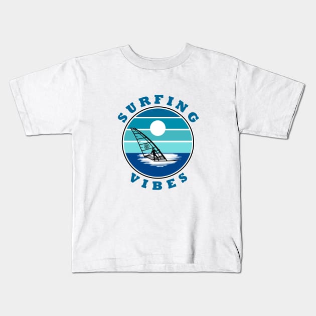 Surfing Vibes - retro - Windsurfer Kids T-Shirt by AnturoDesign